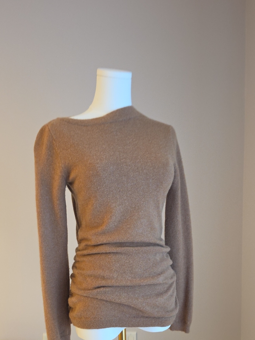 Theory Taupe Asymetrical Neckline Sweater
